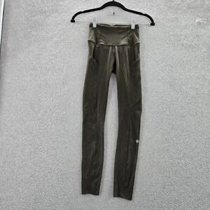 Lululemon Women Activewear Pants 0 Green Fast Free 7/8‎ Tight II